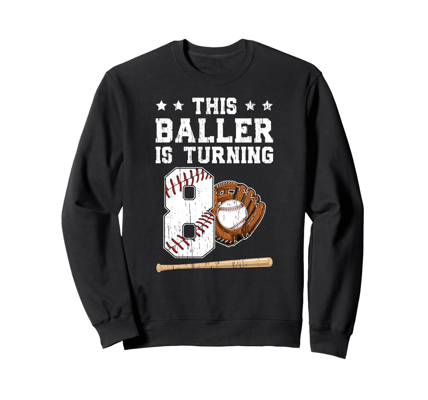 8Th Birthday Baseball 8 Year Old Sweatshirt - Trendy Graphic Men Women - T-Shirt, Sweatshirt, Hoodie