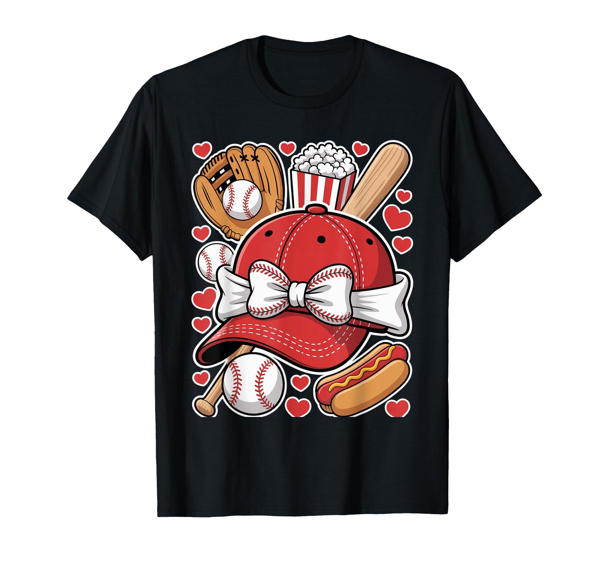Baseball Love Bow Cap Game Day T-Shirt - Aesthetic Graphic Men Women - T-Shirt, Sweatshirt, Hoodie