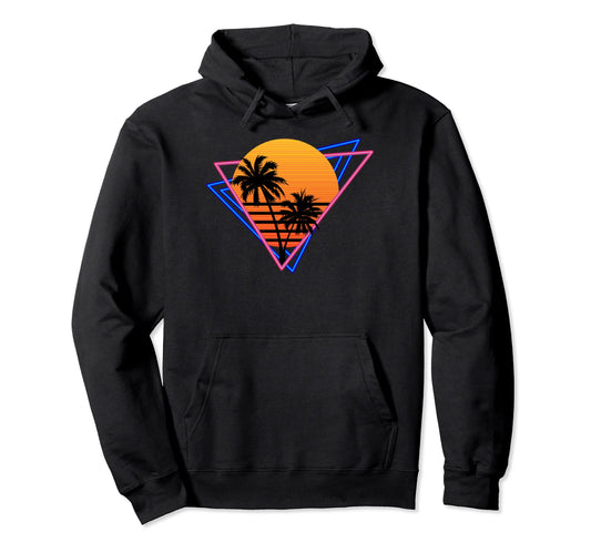 80S Synthwave Inspired Sunset And Hoodie - Casual Everyday Wear Men Women - T-Shirt, Sweatshirt, Hoodie