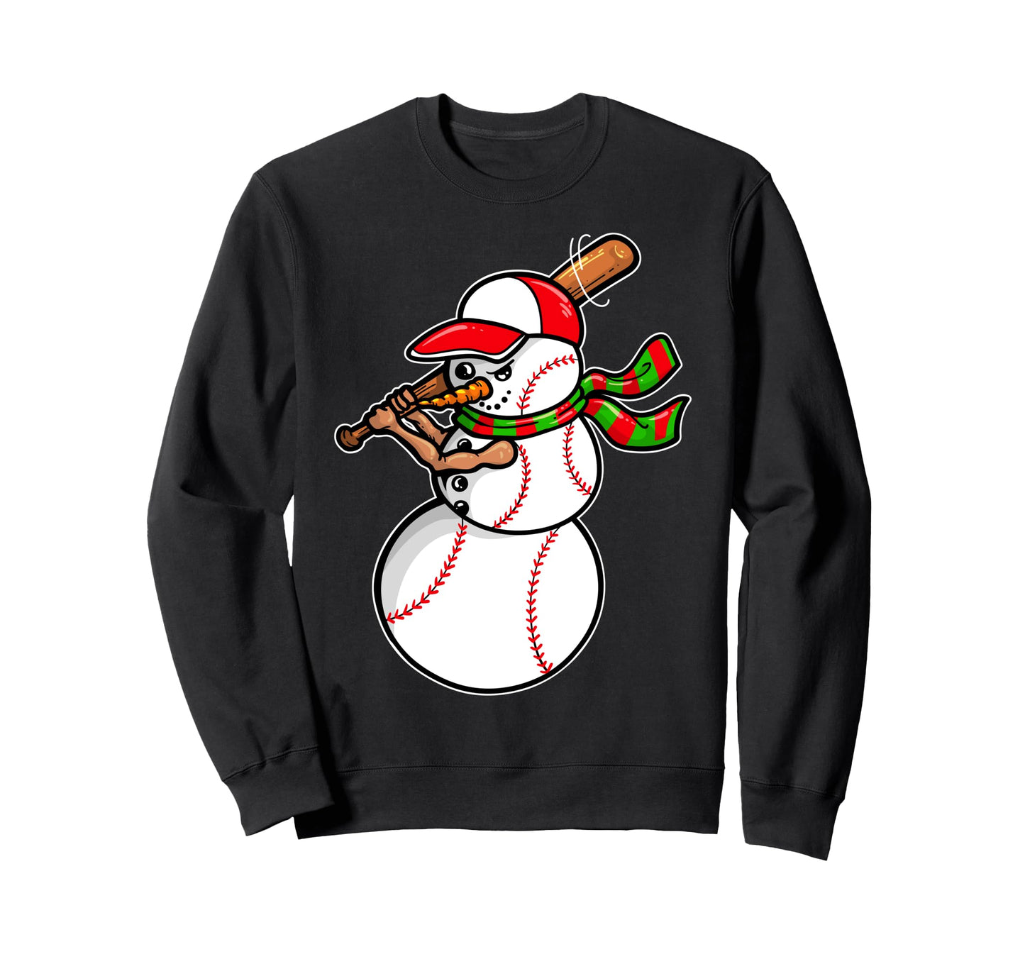 Snowman Baseball Player Batter Sweatshirt - Unique Graphic for Adults - T-Shirt, Sweatshirt, Hoodie