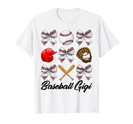 Baseball Gigi Bow Baseball Mom Mothers T-Shirt - Custom Art Print Unisex - T-Shirt, Sweatshirt, Hoodie