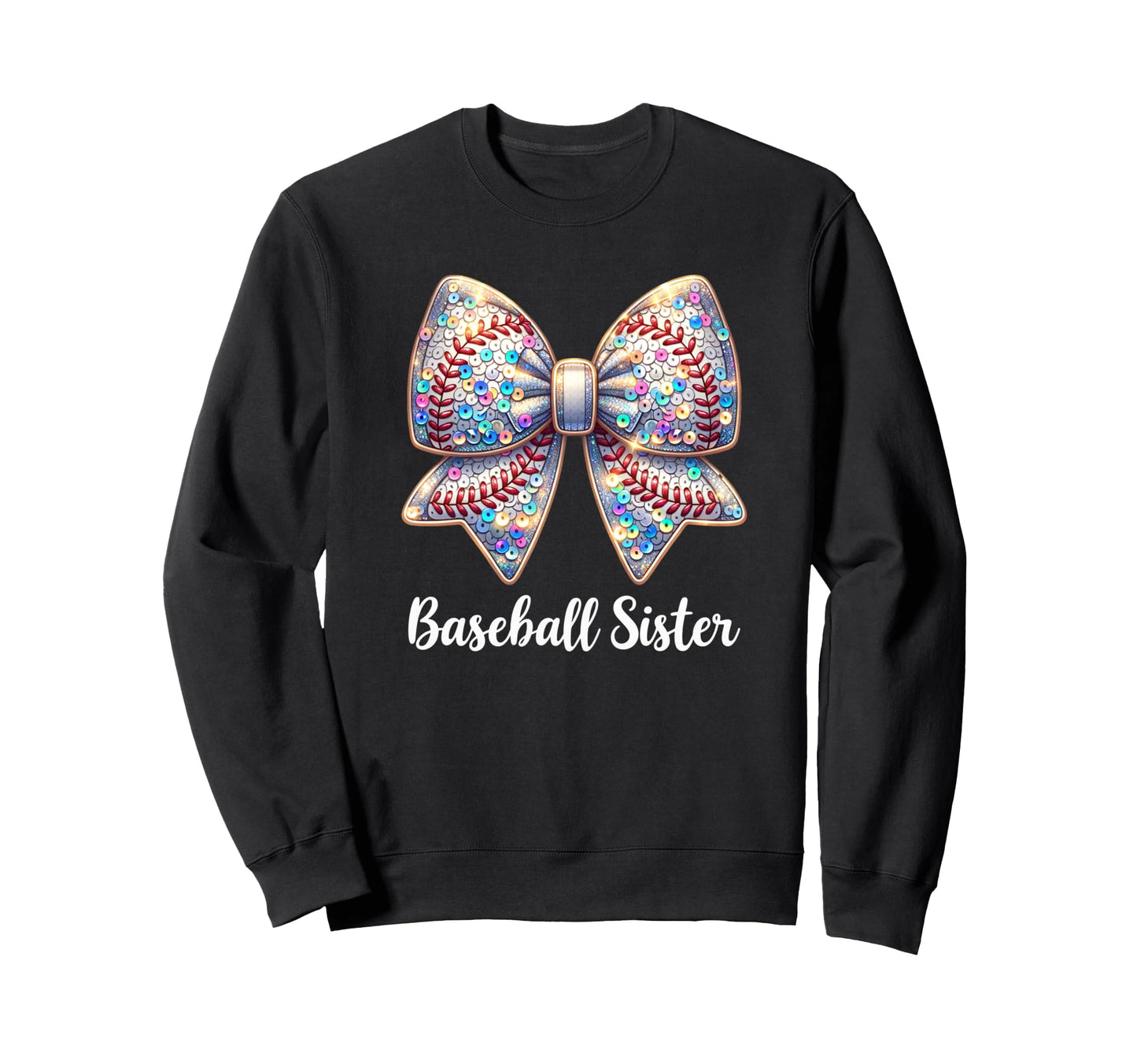 Baseball Sister Coquette Bow Cheer Sweatshirt - Minimalist Print Unisex - T-Shirt, Sweatshirt, Hoodie