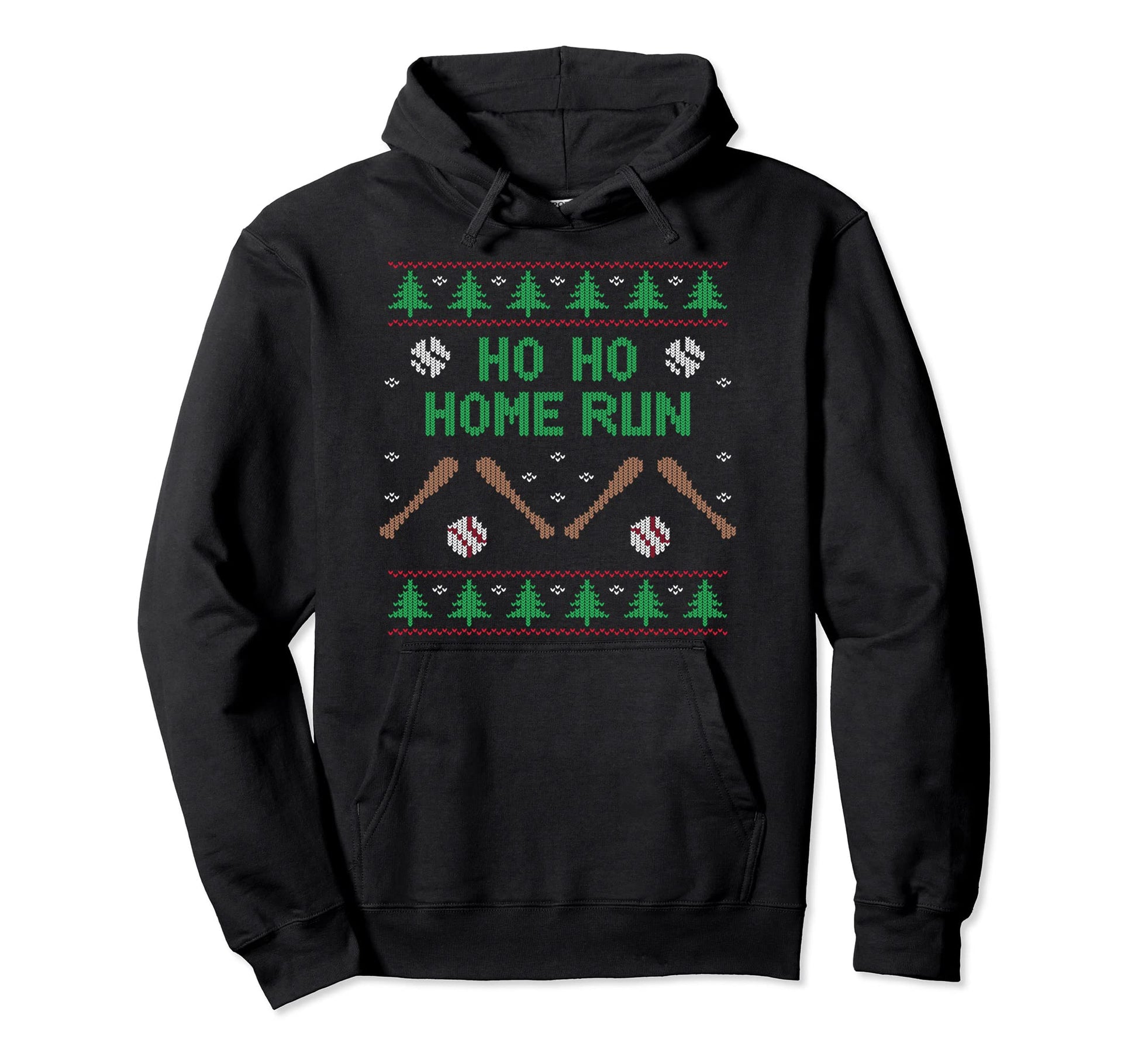 Ho Ho Home Run Funny Ugly Baseball Lover Hoodie - Fun Novelty Design Unisex - T-Shirt, Sweatshirt, Hoodie