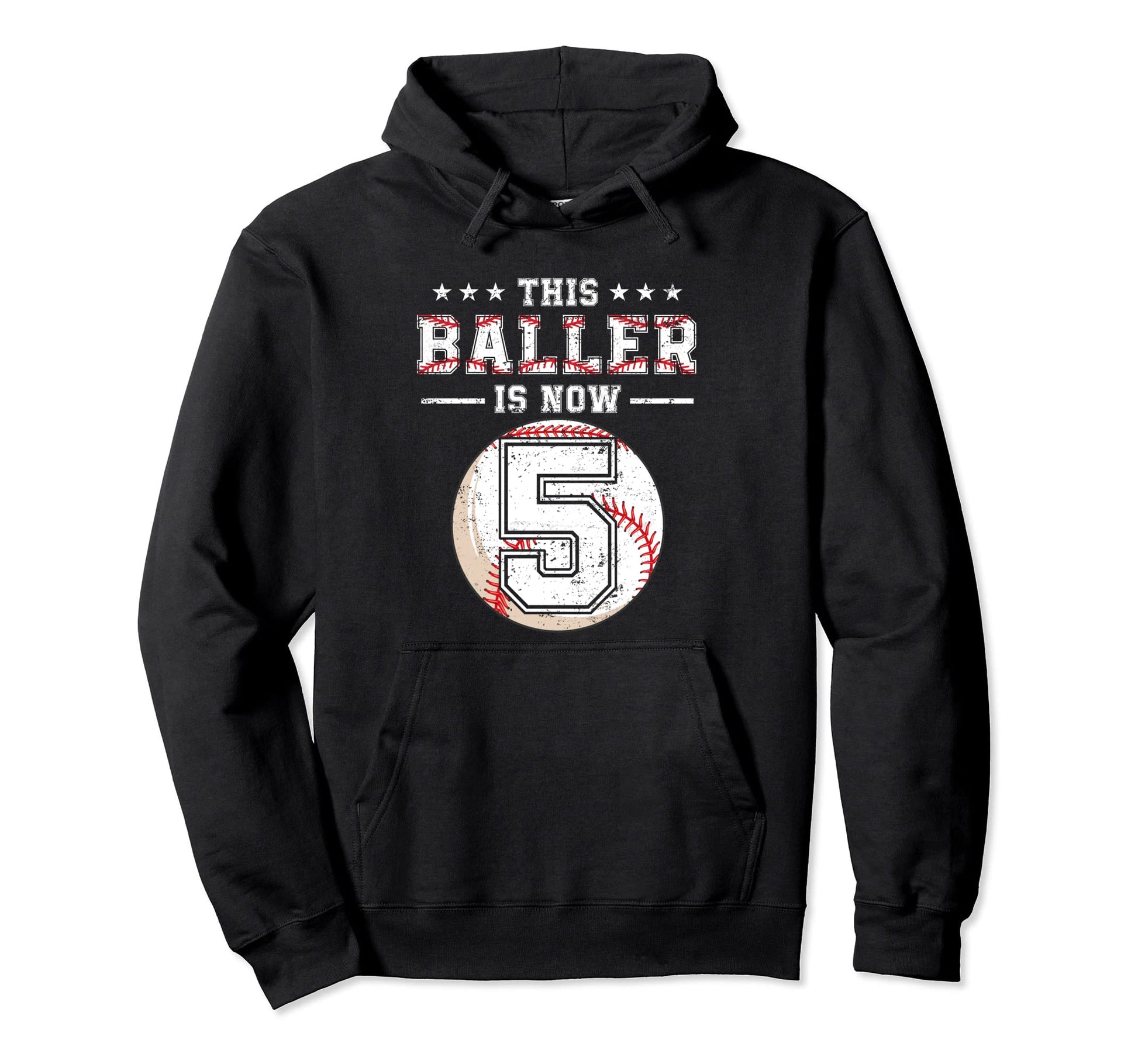 This Baller Is Now 5 Birthday 5 Year Old Hoodie - Trendy Graphic Men Women - T-Shirt, Sweatshirt, Hoodie