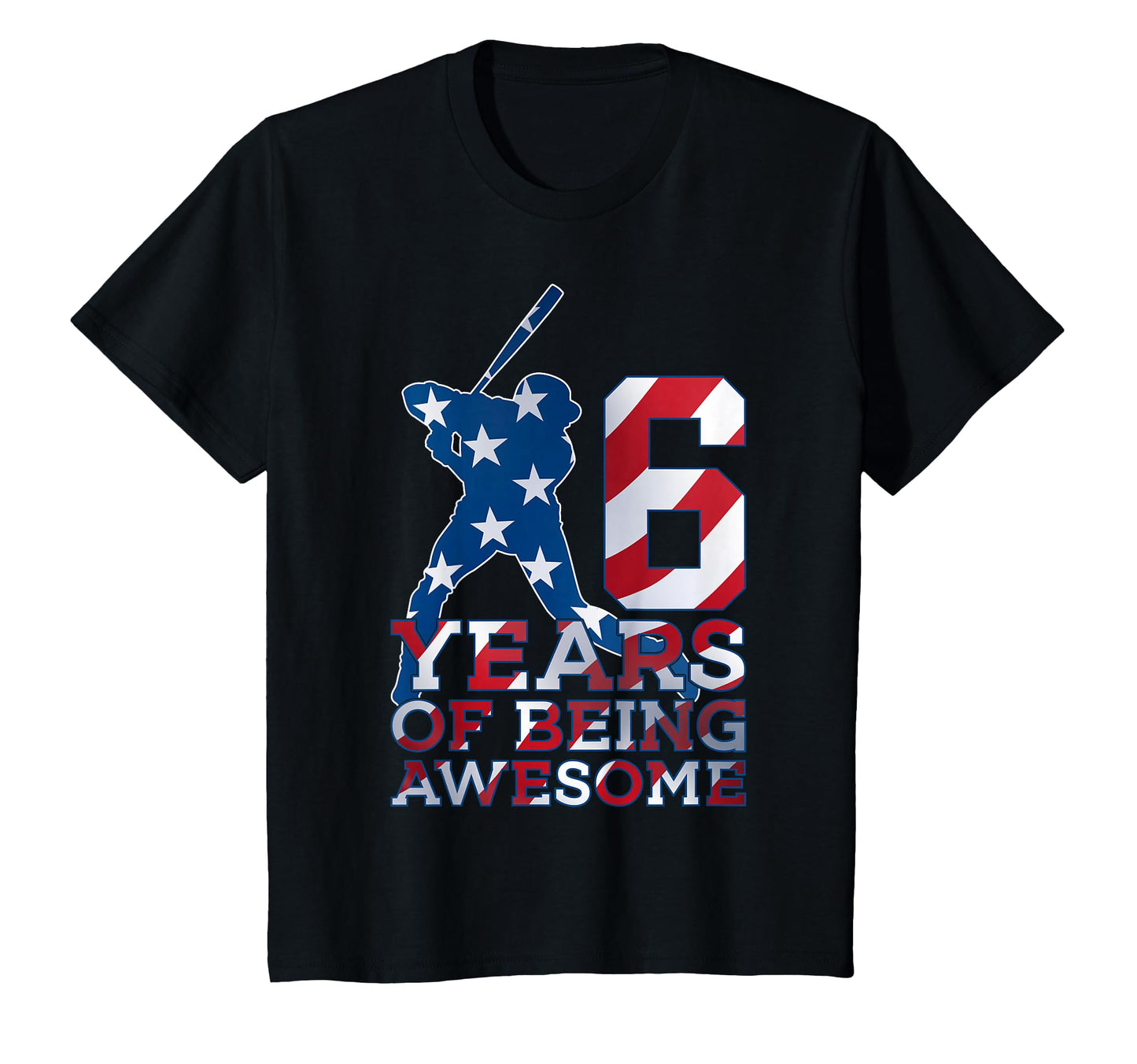 6 Years Being Awesome Baseball 6Th T-Shirt - Graphic Print for Adults - T-Shirt, Sweatshirt, Hoodie
