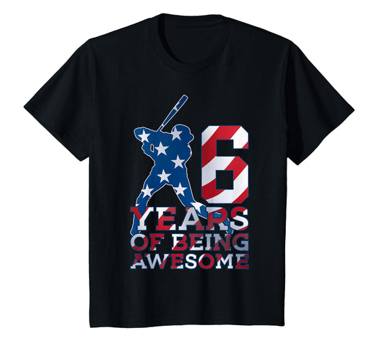 6 Years Being Awesome Baseball 6Th T-Shirt - Graphic Print for Adults - T-Shirt, Sweatshirt, Hoodie