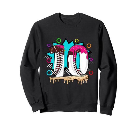 10Th Birthday Baseball Sweatshirt - Aesthetic Graphic Men Women - T-Shirt, Sweatshirt, Hoodie