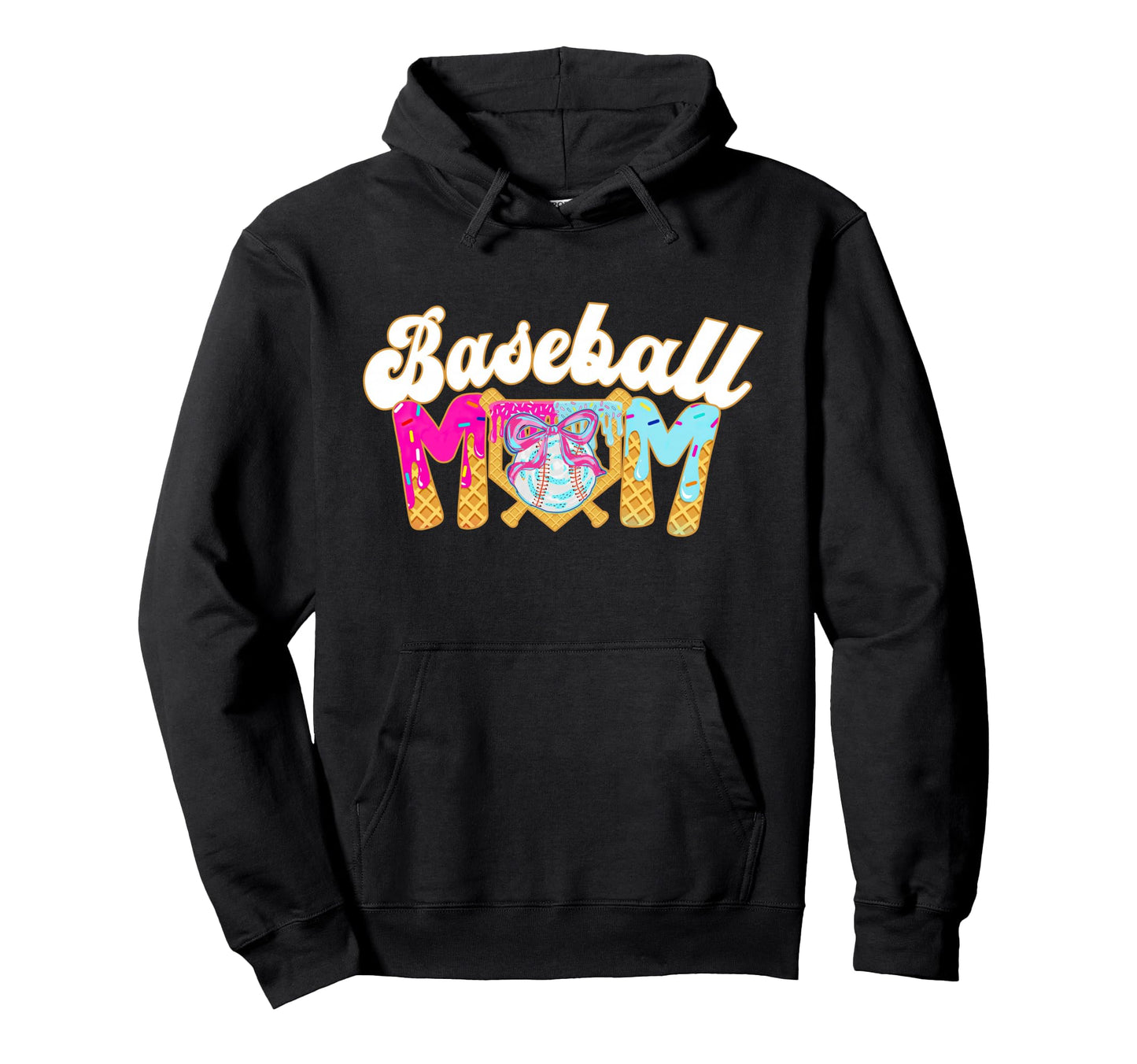 Baseball Mom Coquette Bow Mothers Day Hoodie - Custom Art Print for Adults - T-Shirt, Sweatshirt, Hoodie