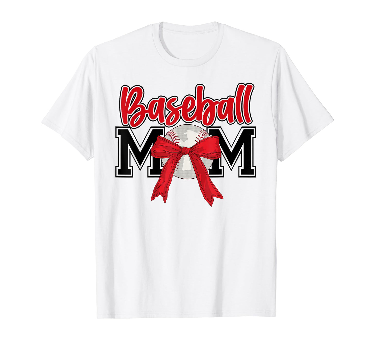 Baseball Mom Bow Tie Mothers Day T-Shirt - Streetwear Style for Adults - T-Shirt, Sweatshirt, Hoodie