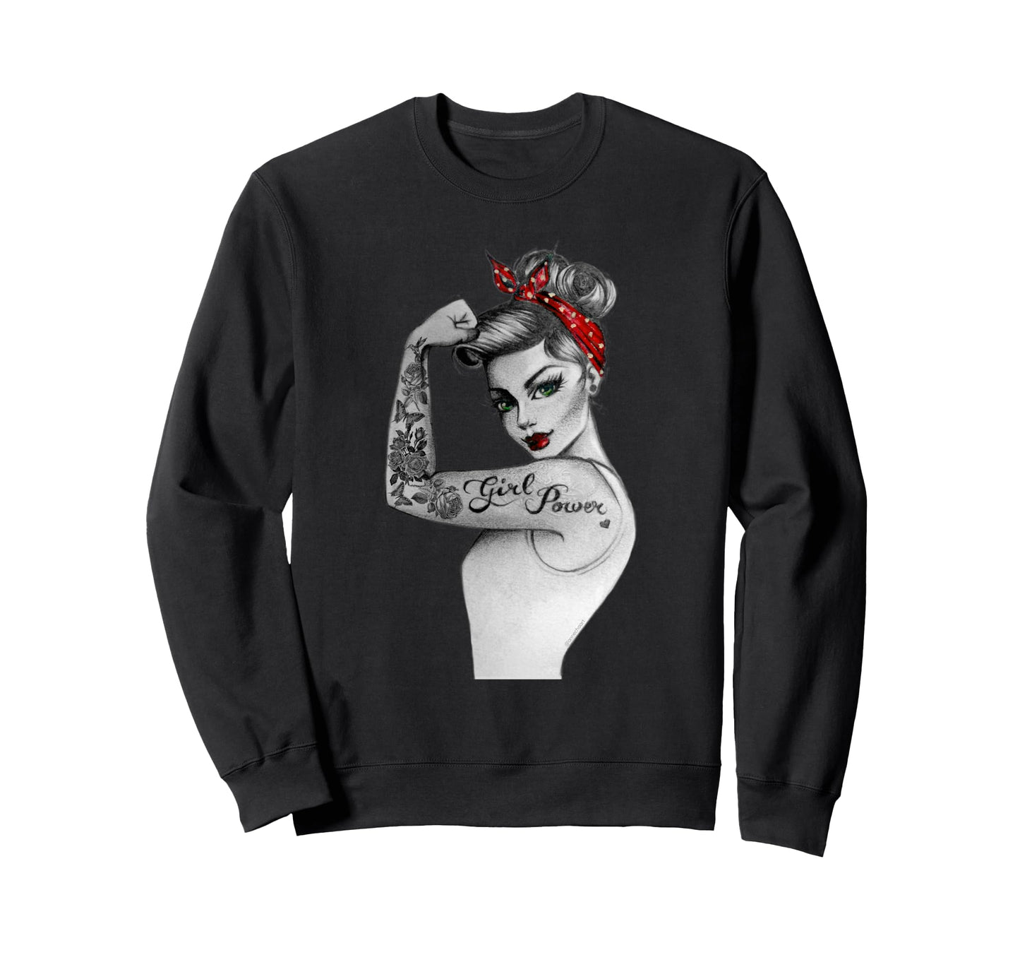 Power Pin Up Old School Tattoo Sweatshirt - Custom Art Print Men Women - T-Shirt, Sweatshirt, Hoodie