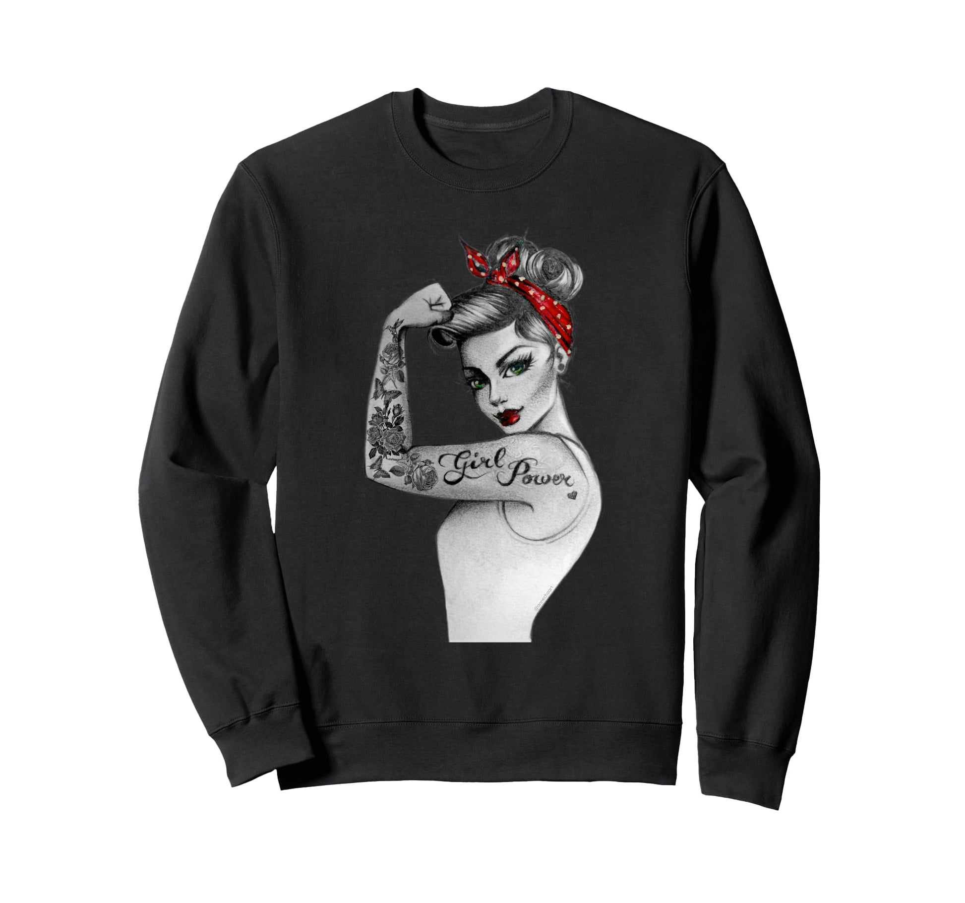 Power Pin Up Old School Tattoo Sweatshirt - Custom Art Print Men Women - T-Shirt, Sweatshirt, Hoodie