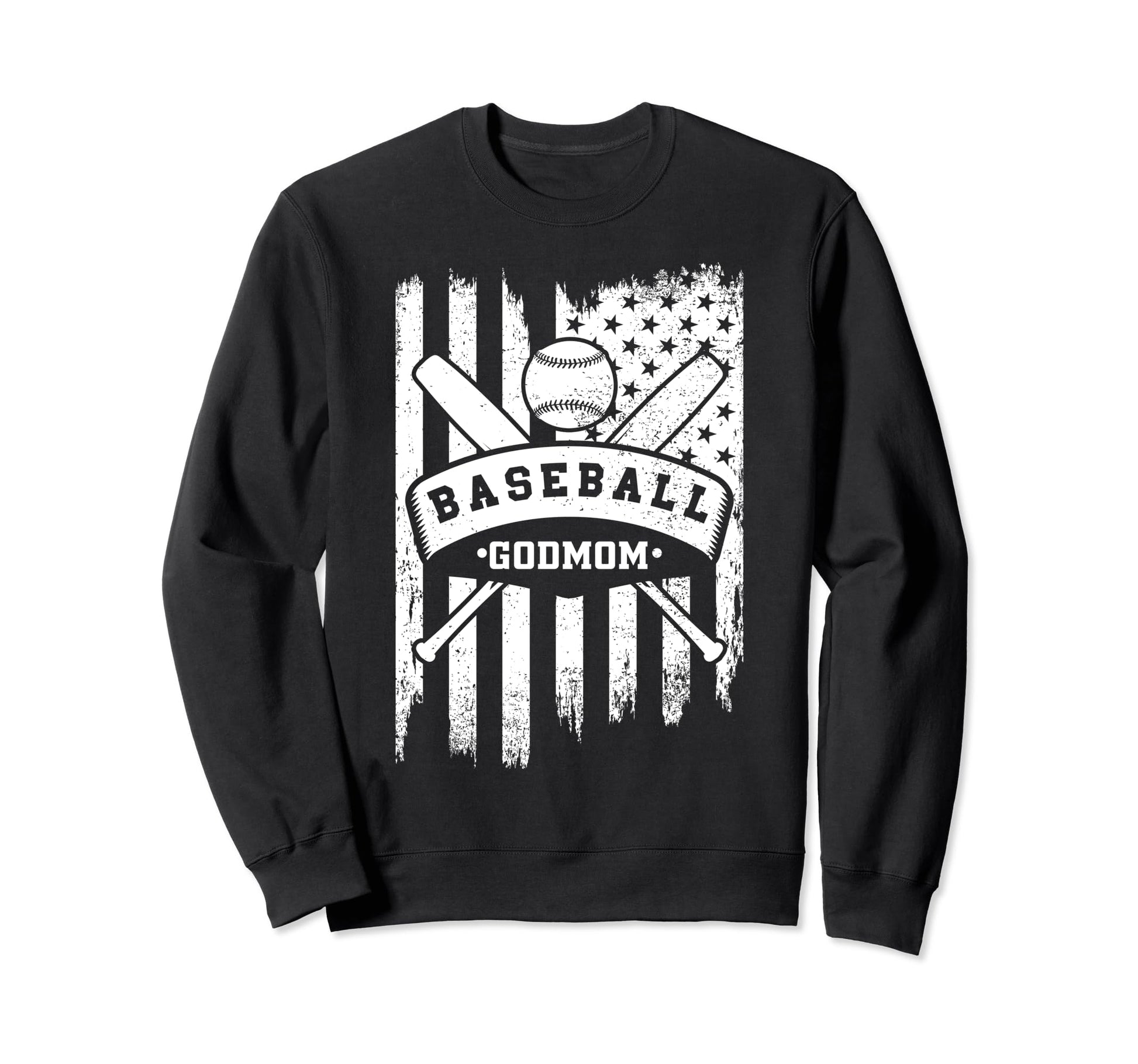 Baseball Godmom Usa American Sweatshirt - Casual Everyday Wear for Adults - T-Shirt, Sweatshirt, Hoodie