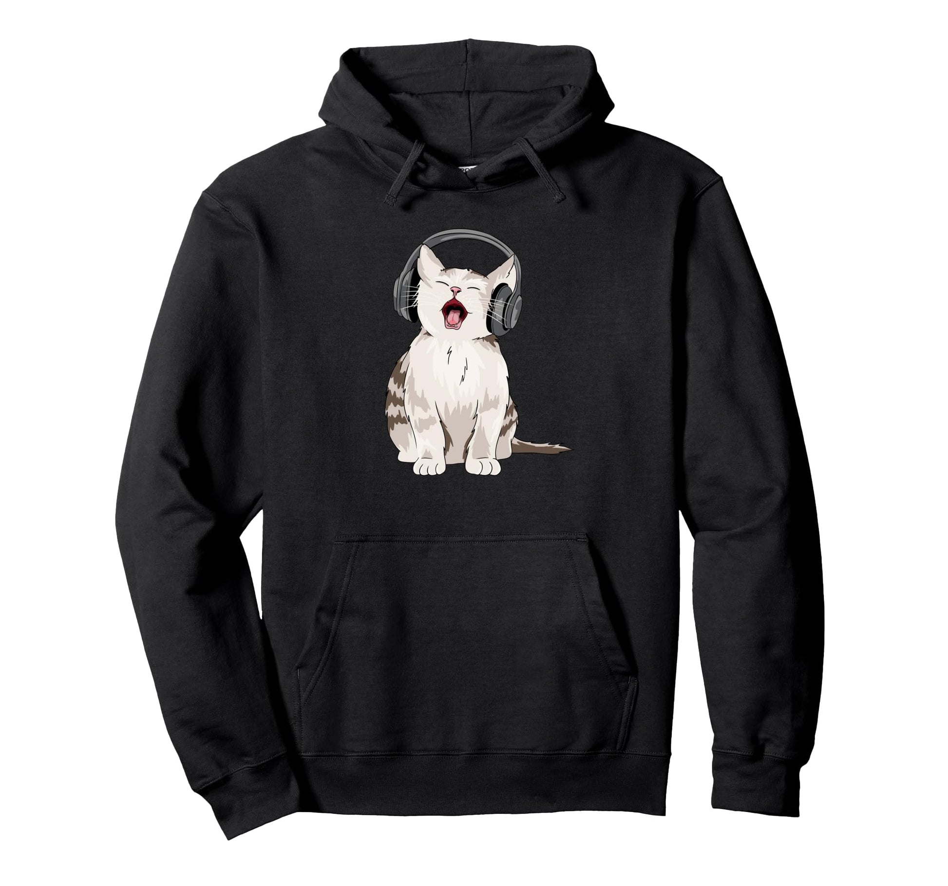 Singing Cat Headphones Y2K Grunge Hoodie - Graphic Print Men Women - T-Shirt, Sweatshirt, Hoodie