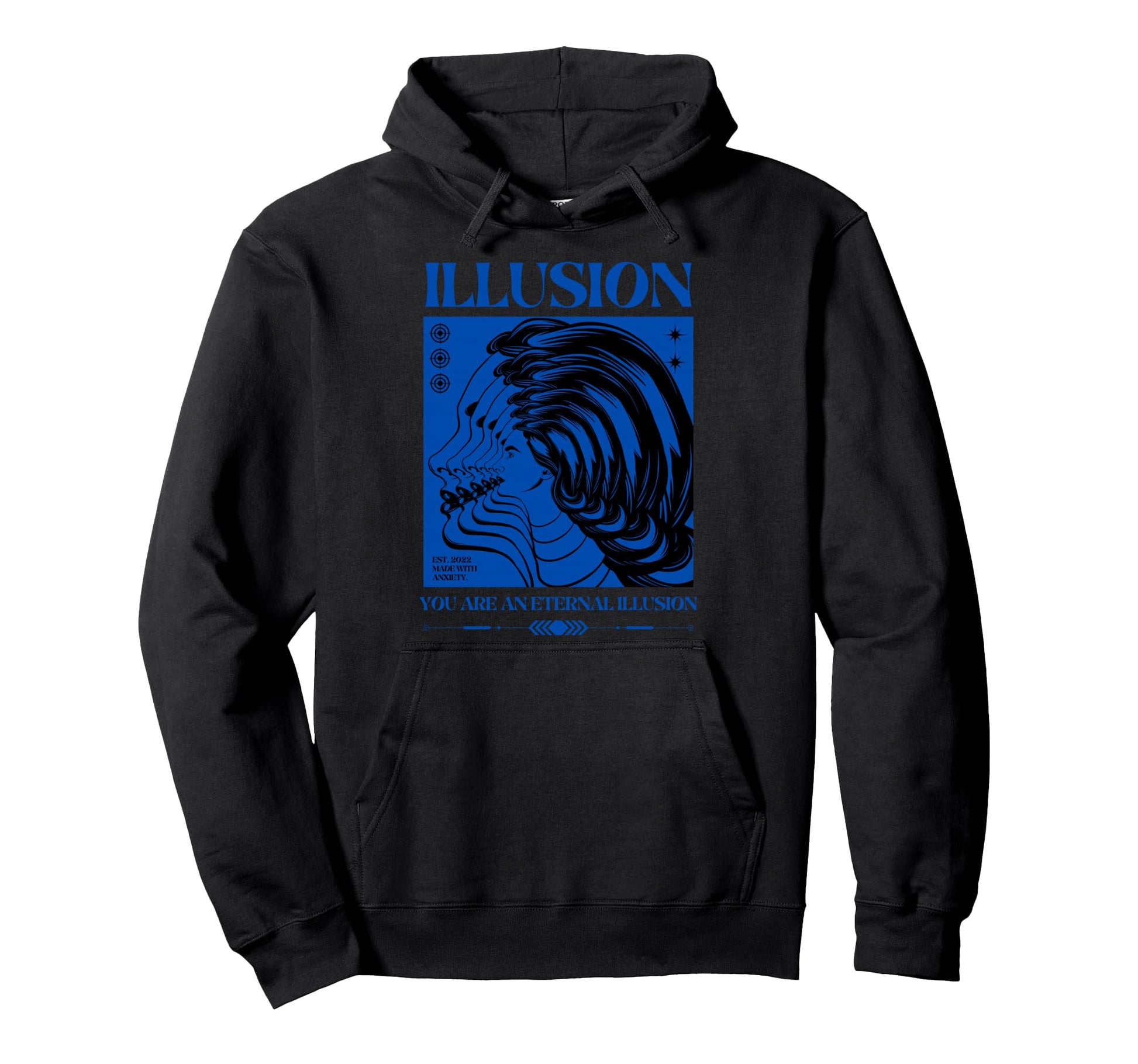 Streetwear Y2K Grunge Aesthetic Blue Hoodie - Unique Graphic Men Women - T-Shirt, Sweatshirt, Hoodie