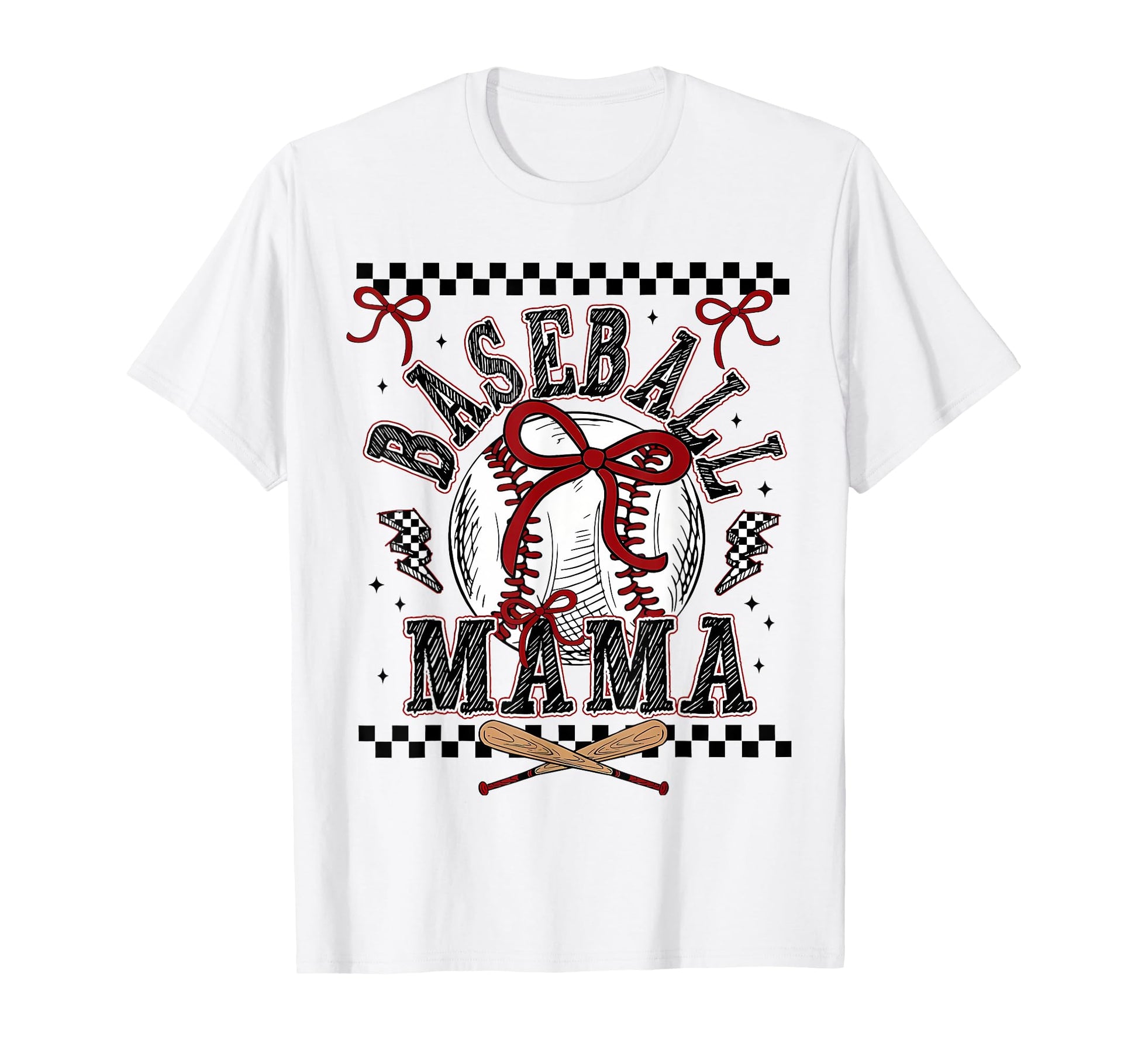 Baseball Mama Coquette Bow Game Day T-Shirt - Custom Art Print Unisex - T-Shirt, Sweatshirt, Hoodie