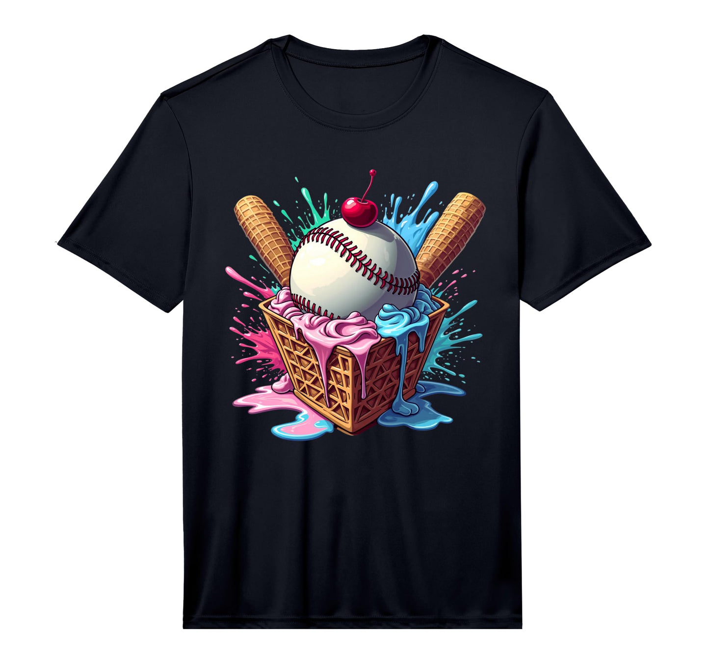 Mens Baseball Home Plate Ice Cream T-Shirt - Streetwear Style for Adults - T-Shirt, Sweatshirt, Hoodie