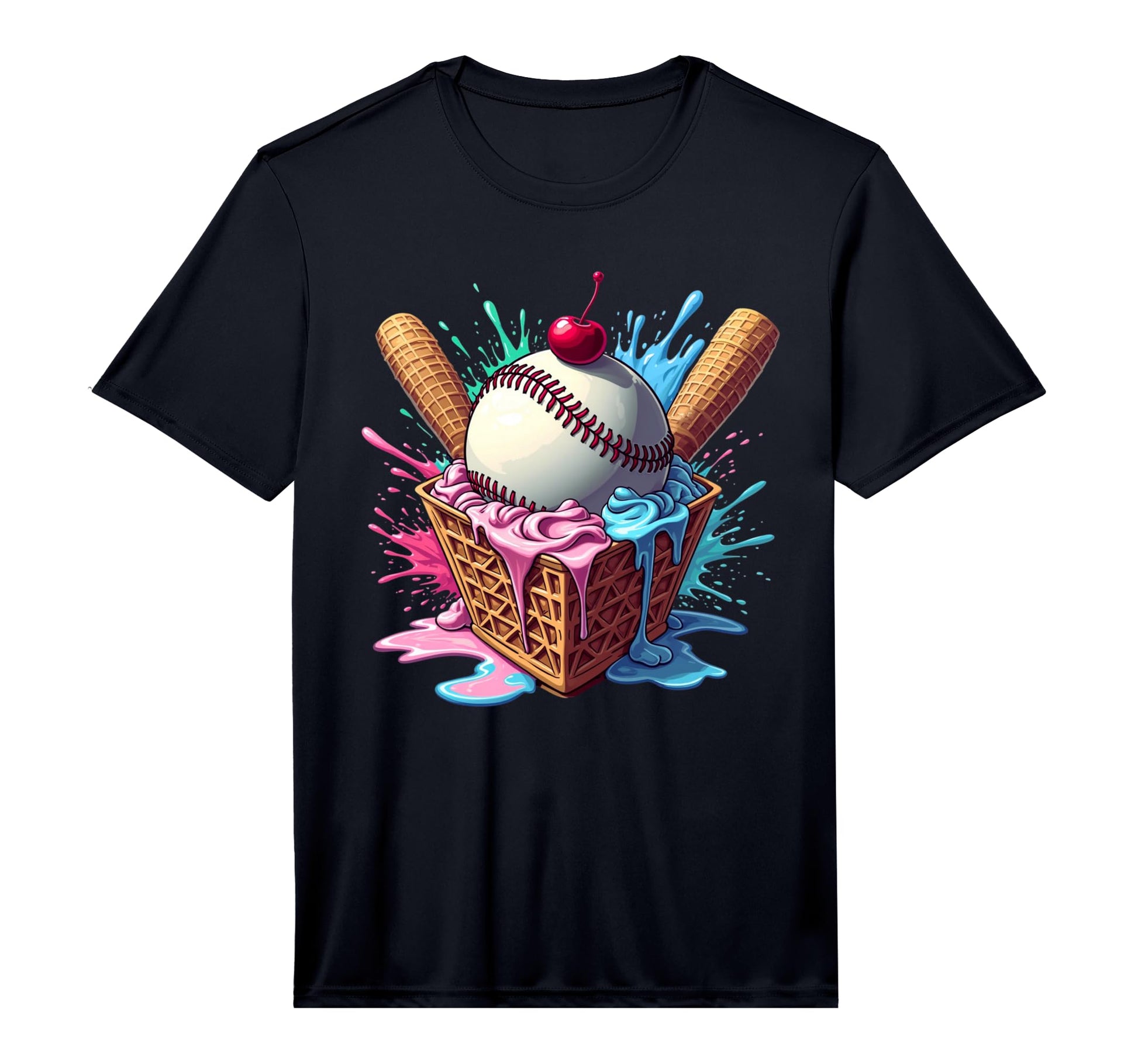 Mens Baseball Home Plate Ice Cream T-Shirt - Streetwear Style for Adults - T-Shirt, Sweatshirt, Hoodie