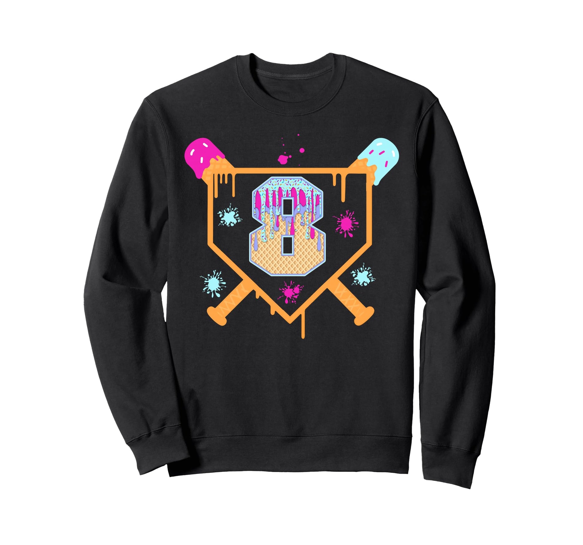8Th Birthday Baseball Drip 8 Year Sweatshirt - Aesthetic Graphic Men Women - T-Shirt, Sweatshirt, Hoodie