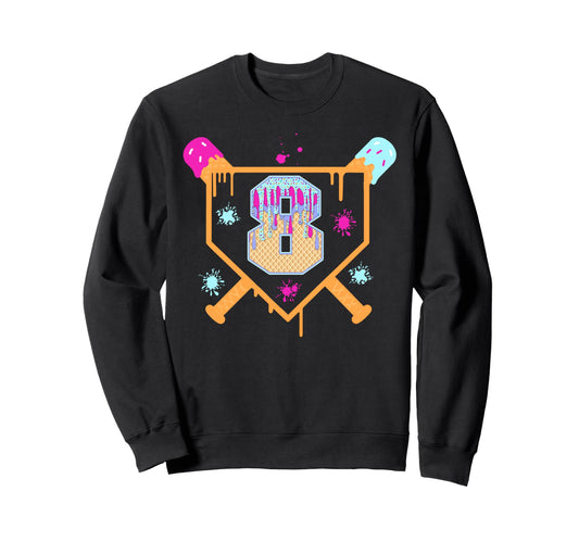 8Th Birthday Baseball Drip 8 Year Sweatshirt - Aesthetic Graphic Men Women - T-Shirt, Sweatshirt, Hoodie