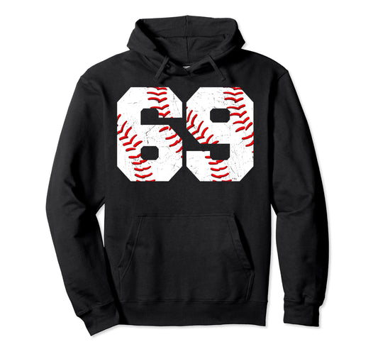69 Birthday Baseball Theme Bday Party Hoodie - Unique Graphic Unisex - T-Shirt, Sweatshirt, Hoodie