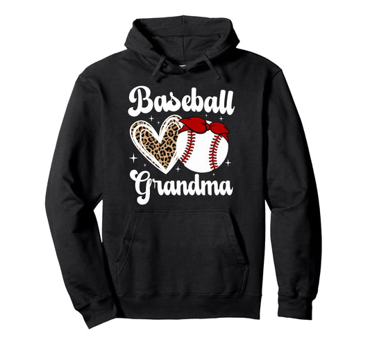 Baseball Grandma Leopard Baseball Hoodie - Aesthetic Graphic Men Women - T-Shirt, Sweatshirt, Hoodie