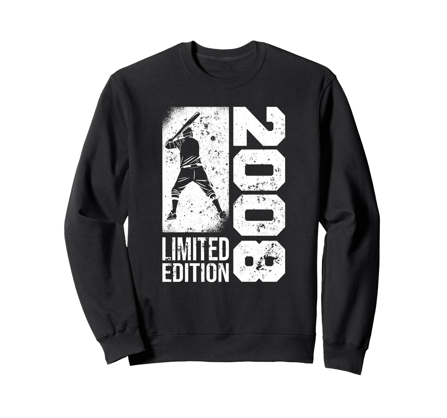 Baseball Player Born 2008 Sweatshirt - Fun Novelty Design for Adults - T-Shirt, Sweatshirt, Hoodie