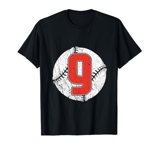 Baseball Birthday 9Th Birthday Party T-Shirt - Minimalist Print Men Women - T-Shirt, Sweatshirt, Hoodie