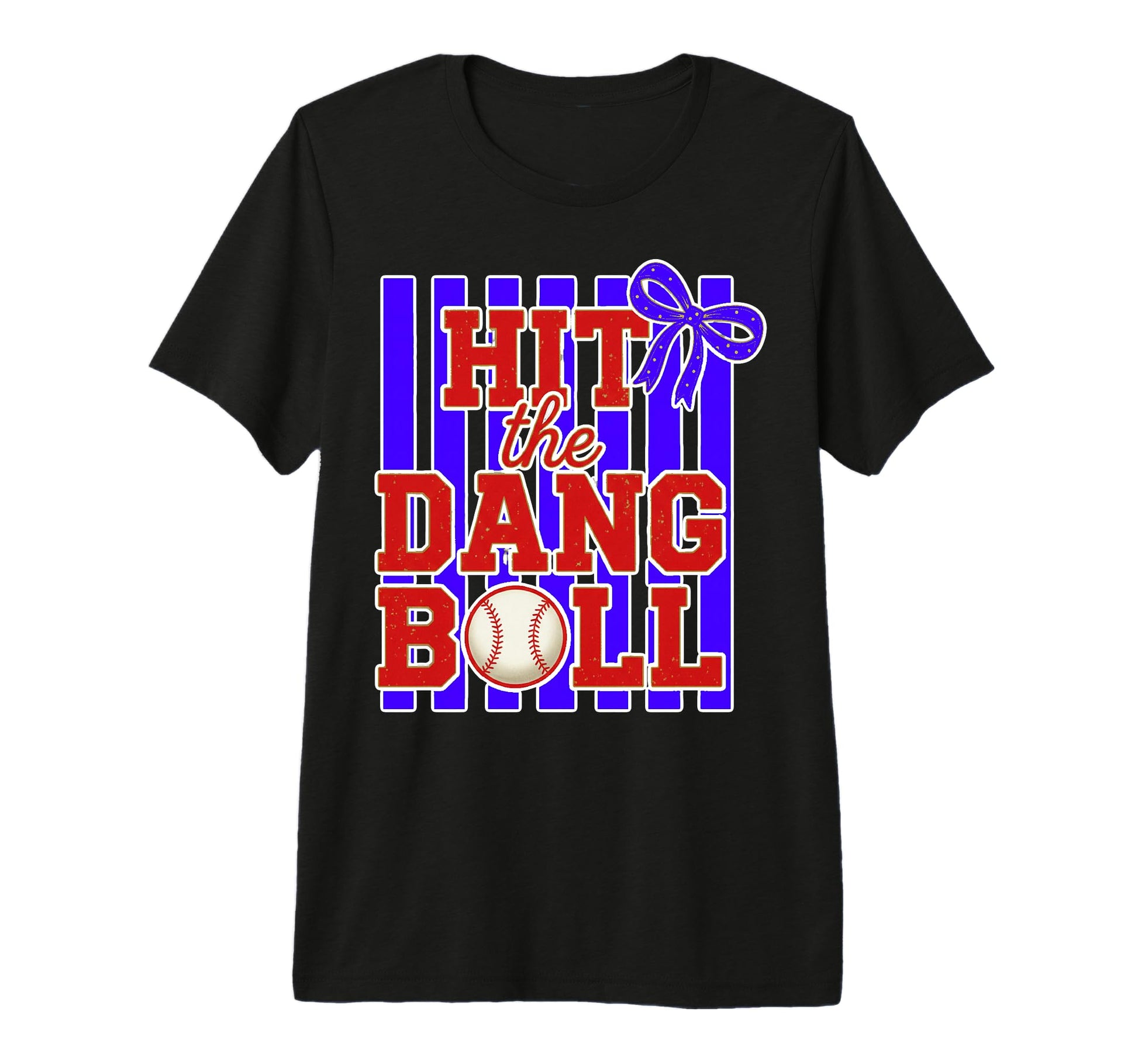 Hit Dang Ball Baseball Bow Tri Blend T-Shirt - Trendy Graphic for Adults - T-Shirt, Sweatshirt, Hoodie