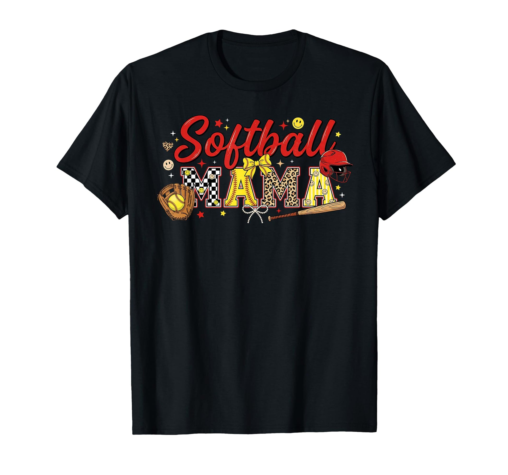 Softball Mama Leopard Coquette Bow T-Shirt - Unique Graphic Men Women - T-Shirt, Sweatshirt, Hoodie
