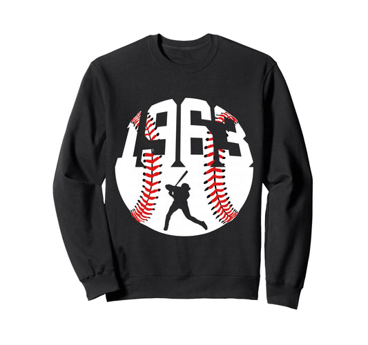 1963 Baseball 63Rd Birthday Sweatshirt - Aesthetic Graphic Men Women - T-Shirt, Sweatshirt, Hoodie