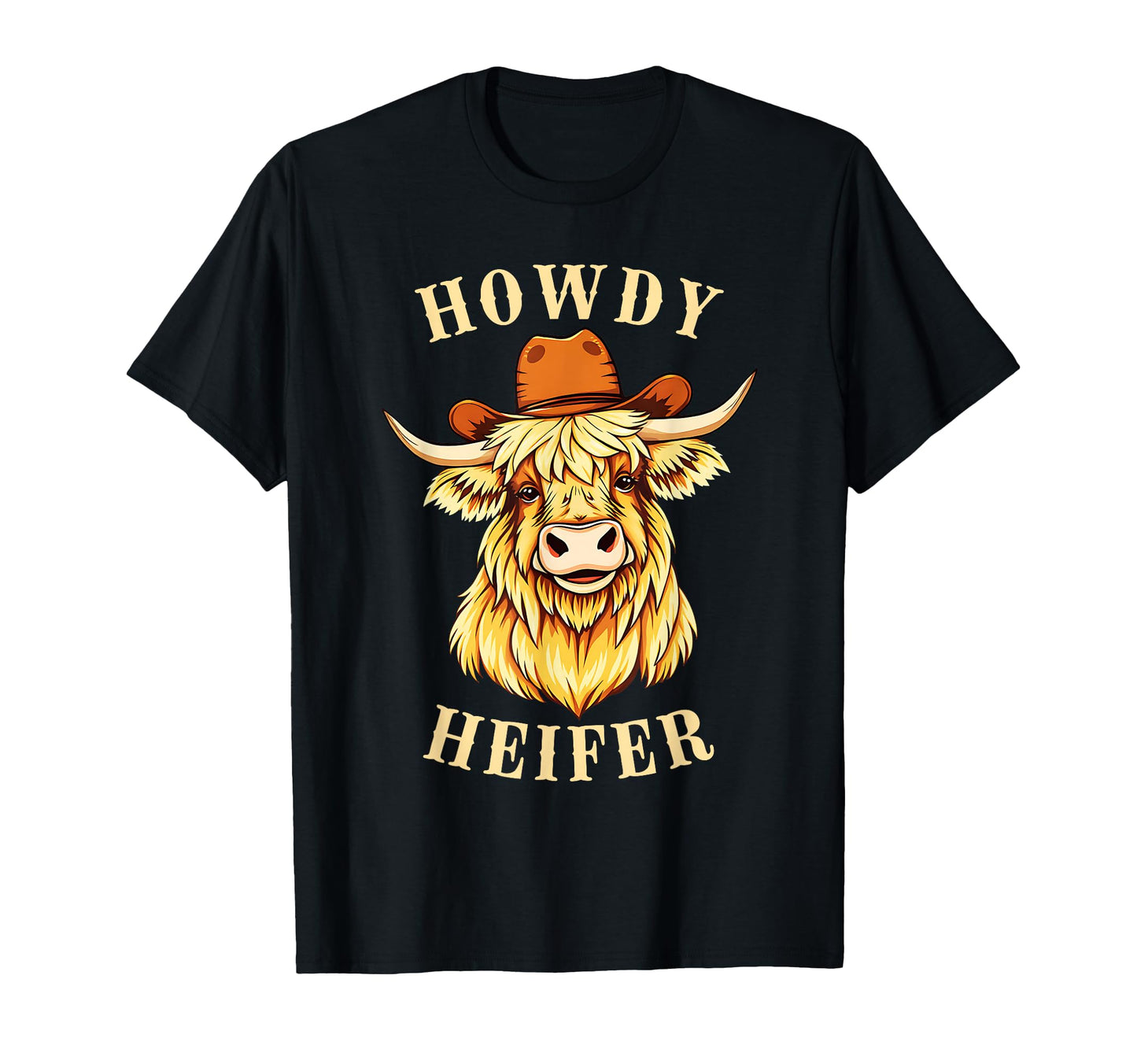 Funny Highland Cow Cowboy Hat T-Shirt - Fun Novelty Design for Adults - T-Shirt, Sweatshirt, Hoodie