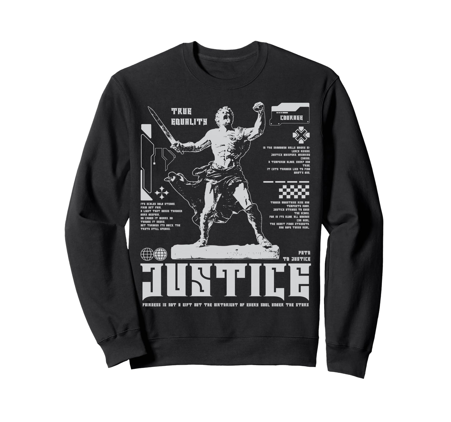 Y2K Justice Bold Urban Graffiti Sweatshirt - Streetwear Style Men Women - T-Shirt, Sweatshirt, Hoodie