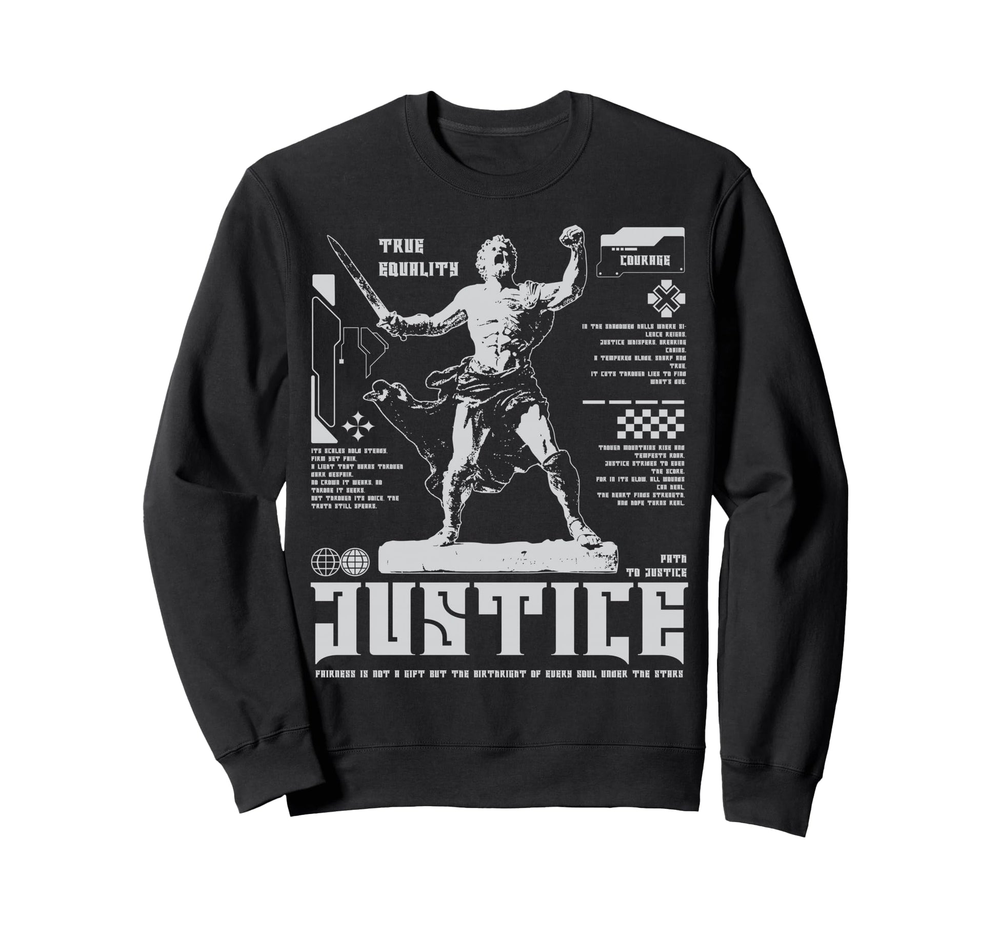 Y2K Justice Bold Urban Graffiti Sweatshirt - Streetwear Style Men Women - T-Shirt, Sweatshirt, Hoodie
