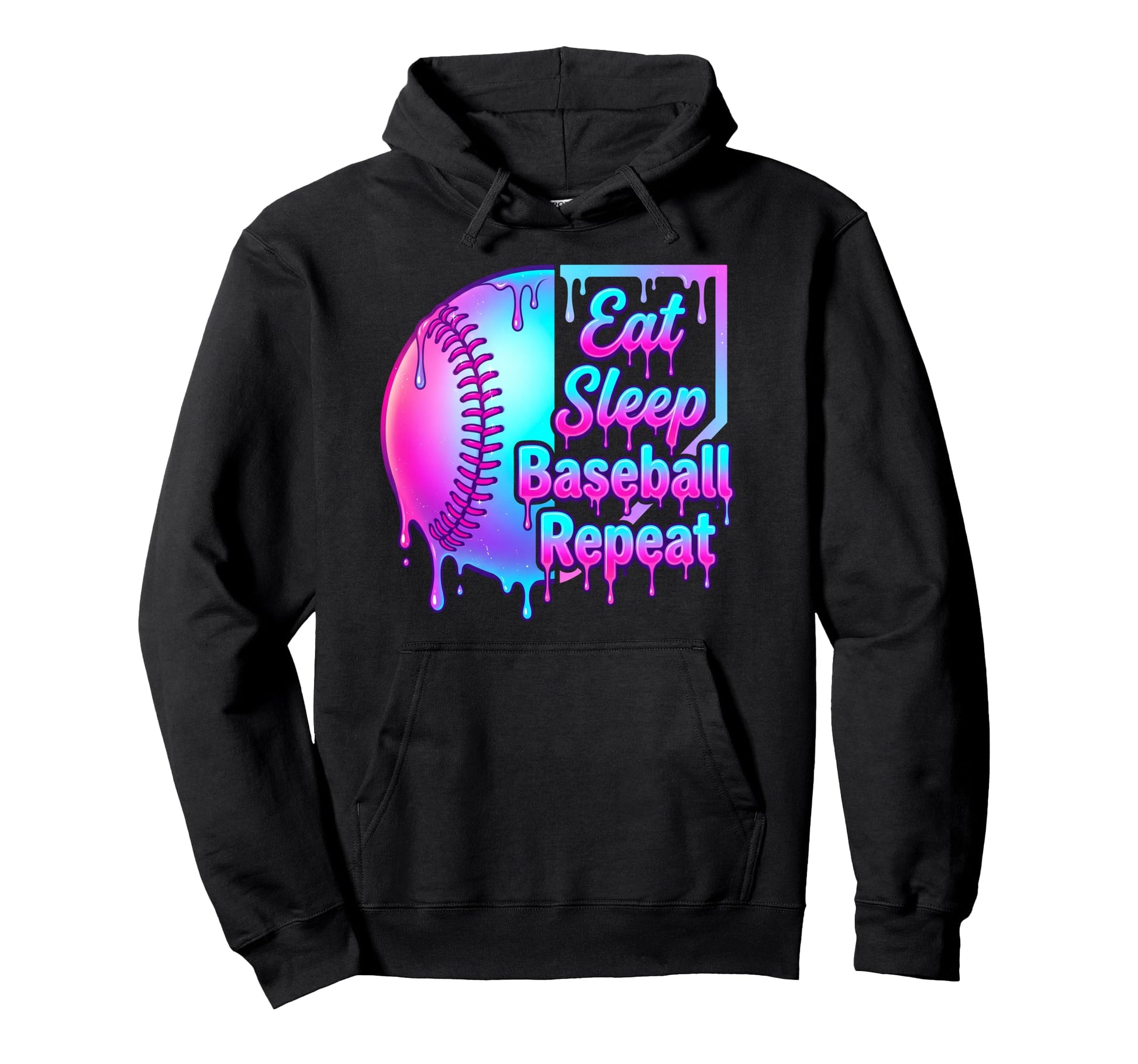 Eat Sleep Baseball Repeat Funny Ice Hoodie - Custom Art Print Men Women - T-Shirt, Sweatshirt, Hoodie