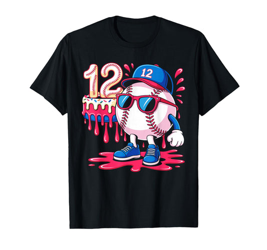 Baseball 12 Year Old Ice Cream Drip T-Shirt - Novelty Apparel for Adults - T-Shirt, Sweatshirt, Hoodie