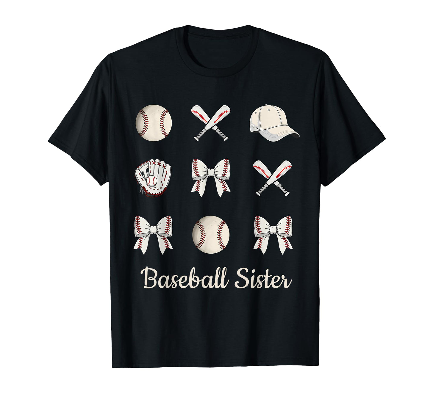 Baseball Sister Coquette Bow Sports T-Shirt - Custom Art Print for Adults - T-Shirt, Sweatshirt, Hoodie