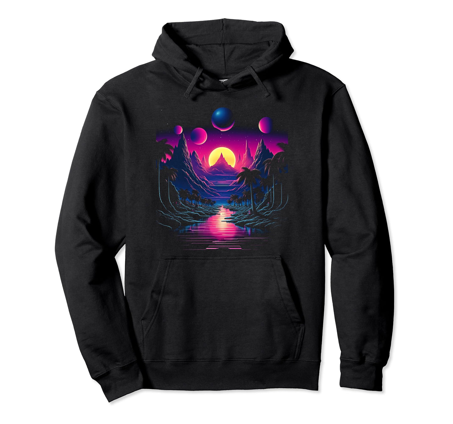 Vaporwave Solar System 80S Synthwave Space Hoodie - Novelty Apparel Unisex - T-Shirt, Sweatshirt, Hoodie
