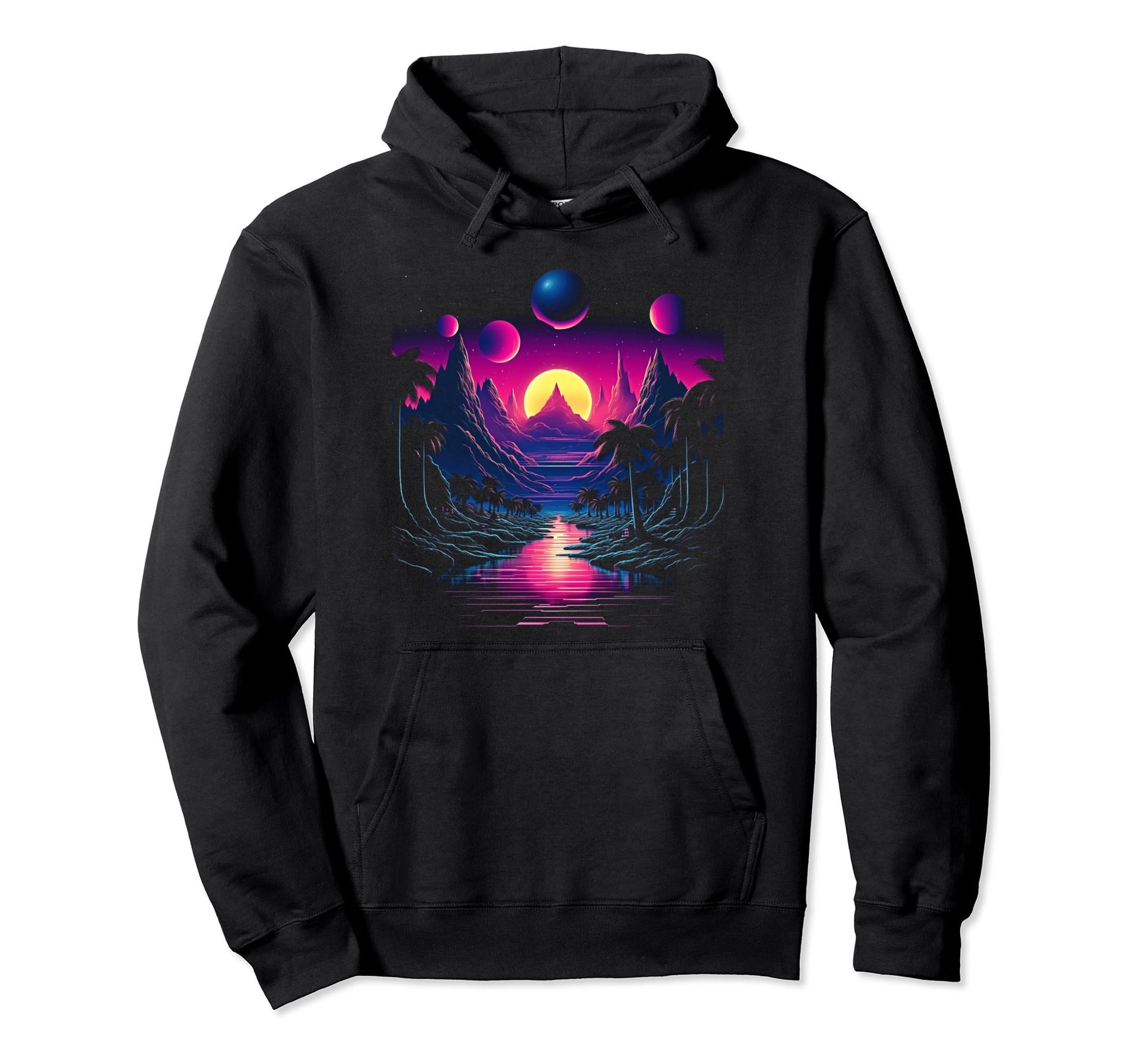 Vaporwave Solar System 80S Synthwave Space Hoodie - Novelty Apparel Unisex - T-Shirt, Sweatshirt, Hoodie