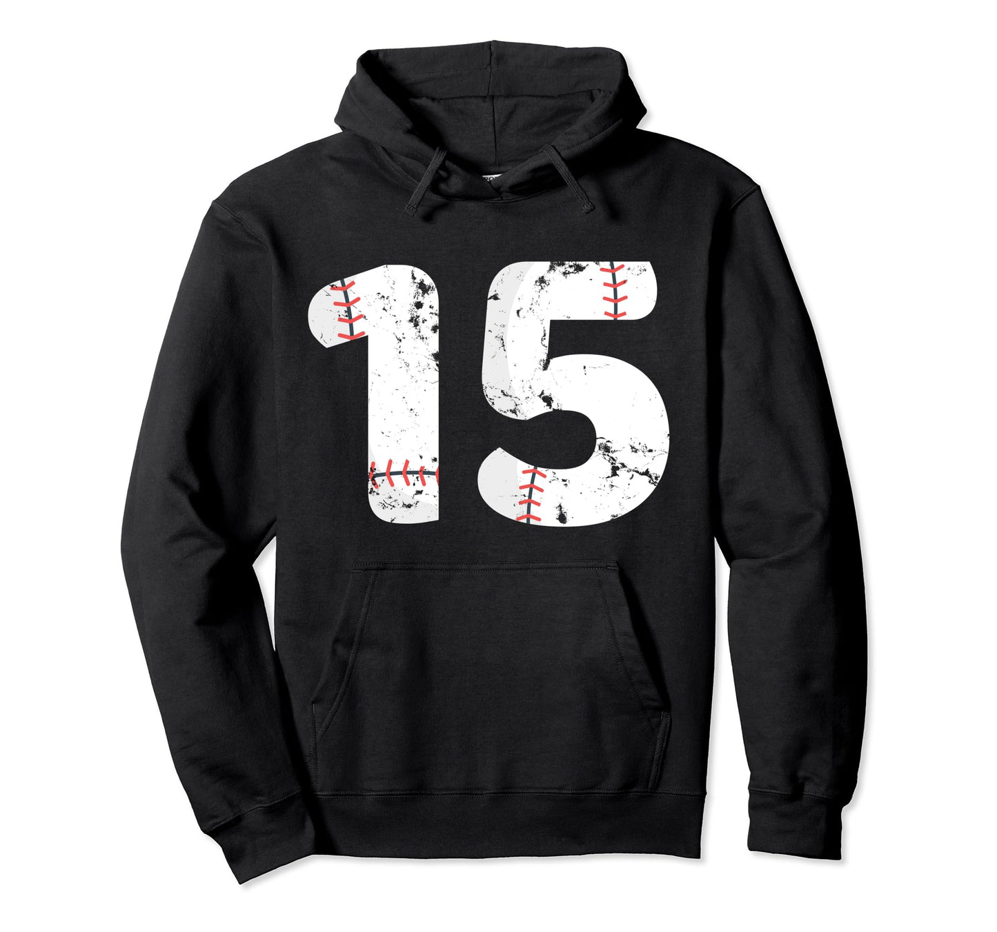 Number 15 Baseball Distressed Team Hoodie - Casual Everyday Wear for Adults - T-Shirt, Sweatshirt, Hoodie