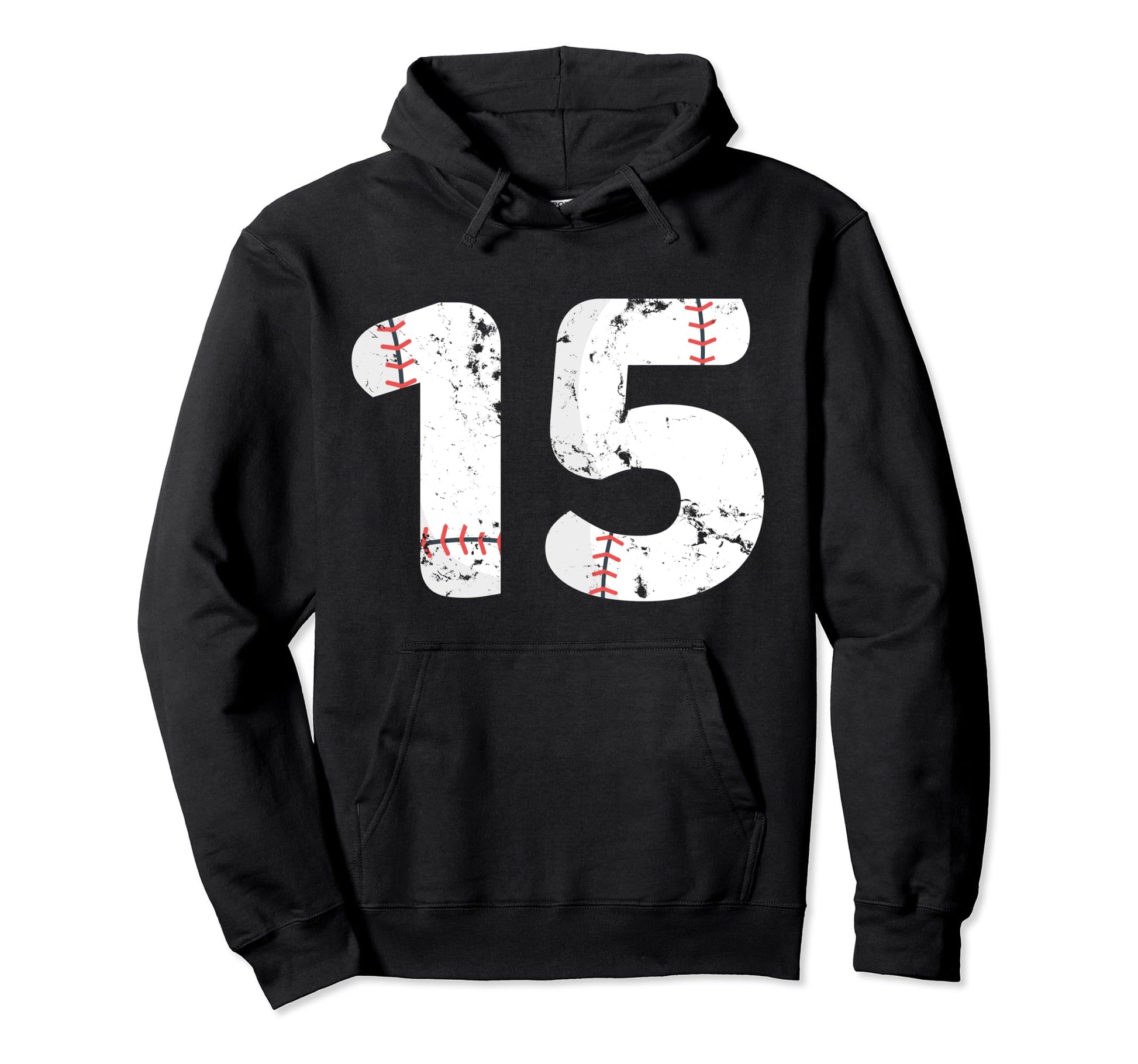 Number 15 Baseball Distressed Team Hoodie - Casual Everyday Wear for Adults - T-Shirt, Sweatshirt, Hoodie