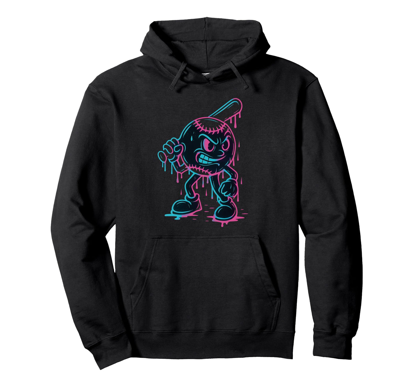 Baseball Home Run Ice Cream Drip Hoodie - Minimalist Print for Adults - T-Shirt, Sweatshirt, Hoodie