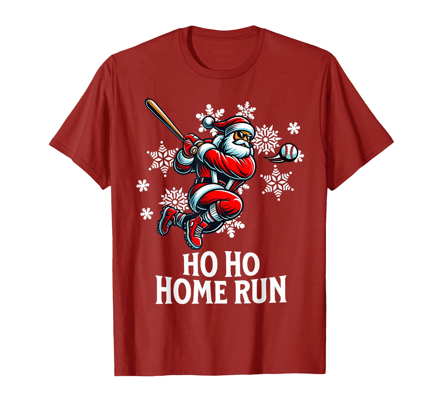 Red Baseball Ho Ho Homerun Santa T-Shirt - Minimalist Print for Adults - T-Shirt, Sweatshirt, Hoodie