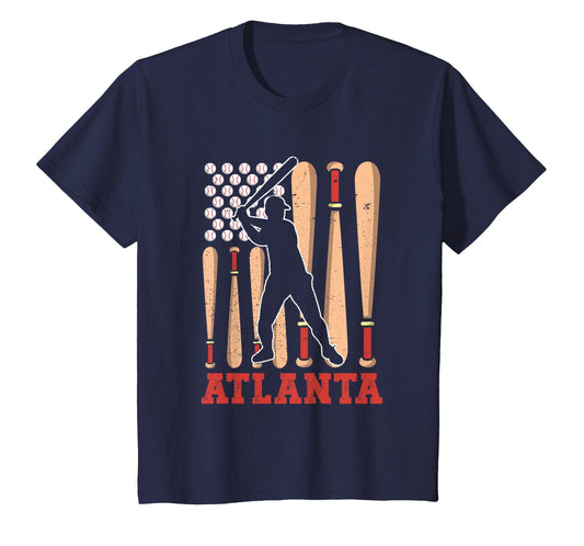 Atlanta American Flag Distressed T-Shirt - Minimalist Print Men Women - T-Shirt, Sweatshirt, Hoodie