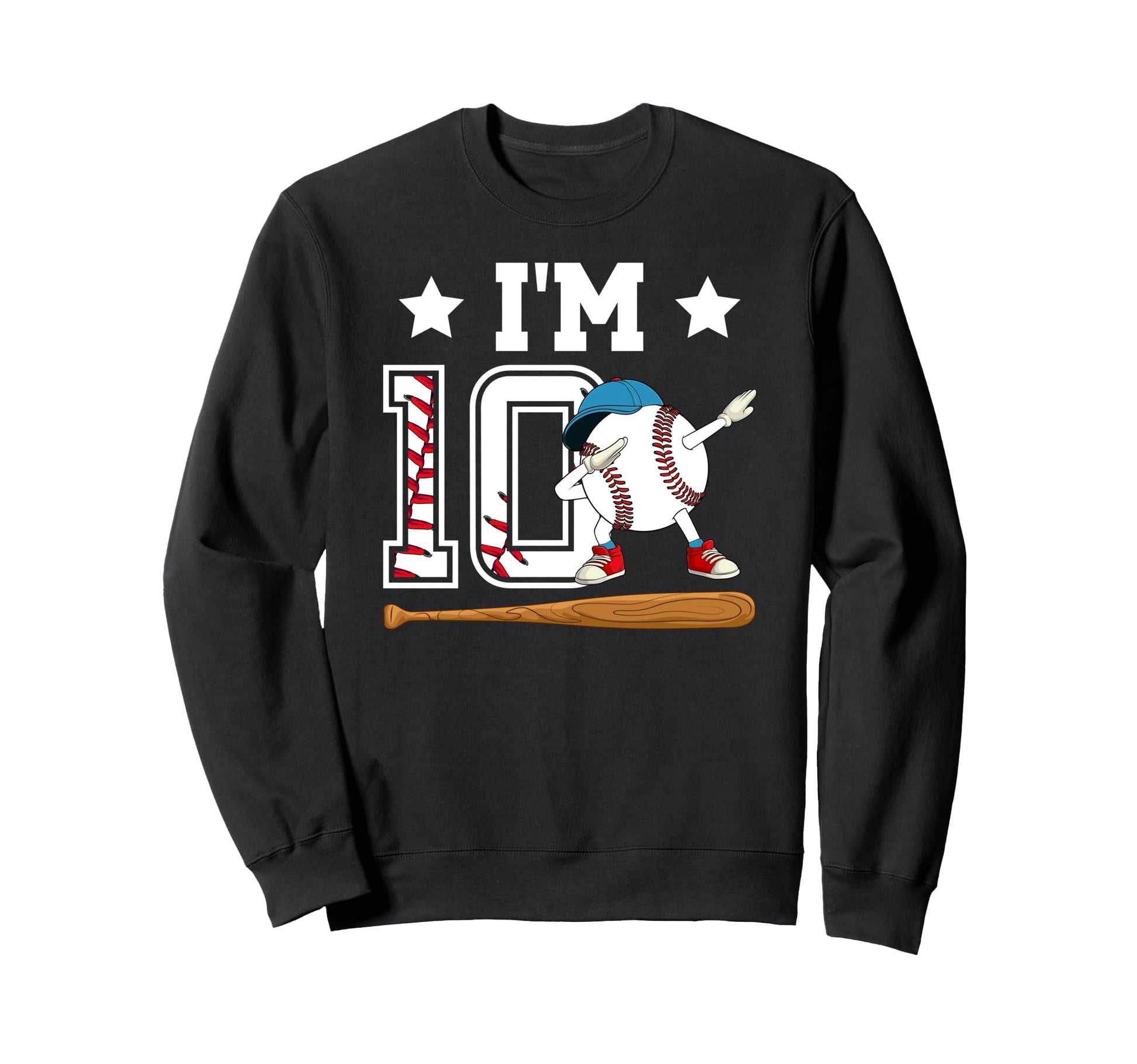 10Th Baseball Birthday Ten Year Old Sweatshirt - Trendy Graphic for Adults - T-Shirt, Sweatshirt, Hoodie