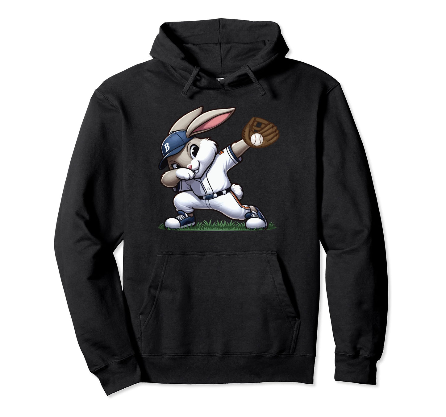 Baseball Player Easter Bunny Happy Easter Hoodie - Graphic Print Men Women - T-Shirt, Sweatshirt, Hoodie