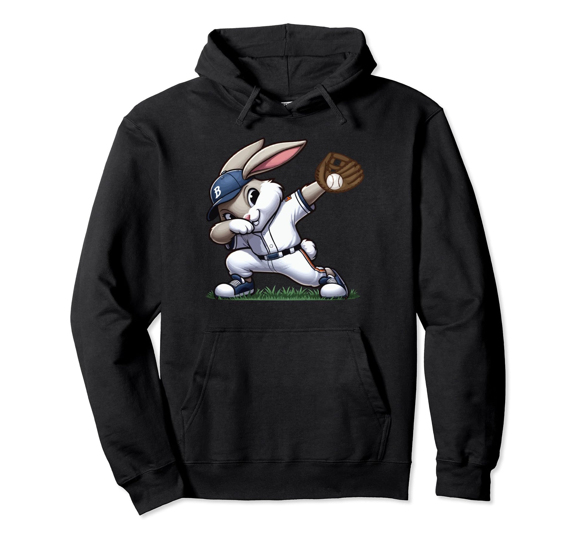Baseball Player Easter Bunny Happy Easter Hoodie - Graphic Print Men Women - T-Shirt, Sweatshirt, Hoodie