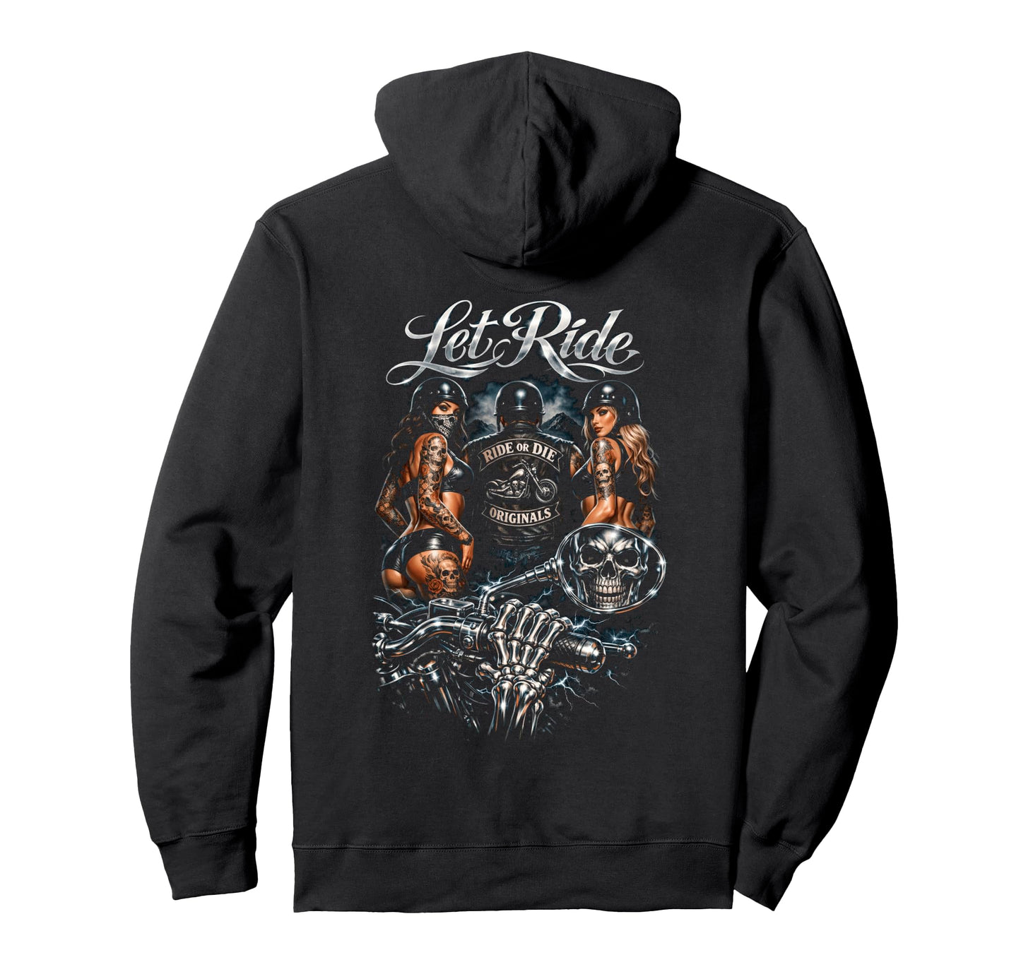 Motorcycle Biker Skull Tattoo Rider Art Hoodie - Streetwear Style Unisex - T-Shirt, Sweatshirt, Hoodie