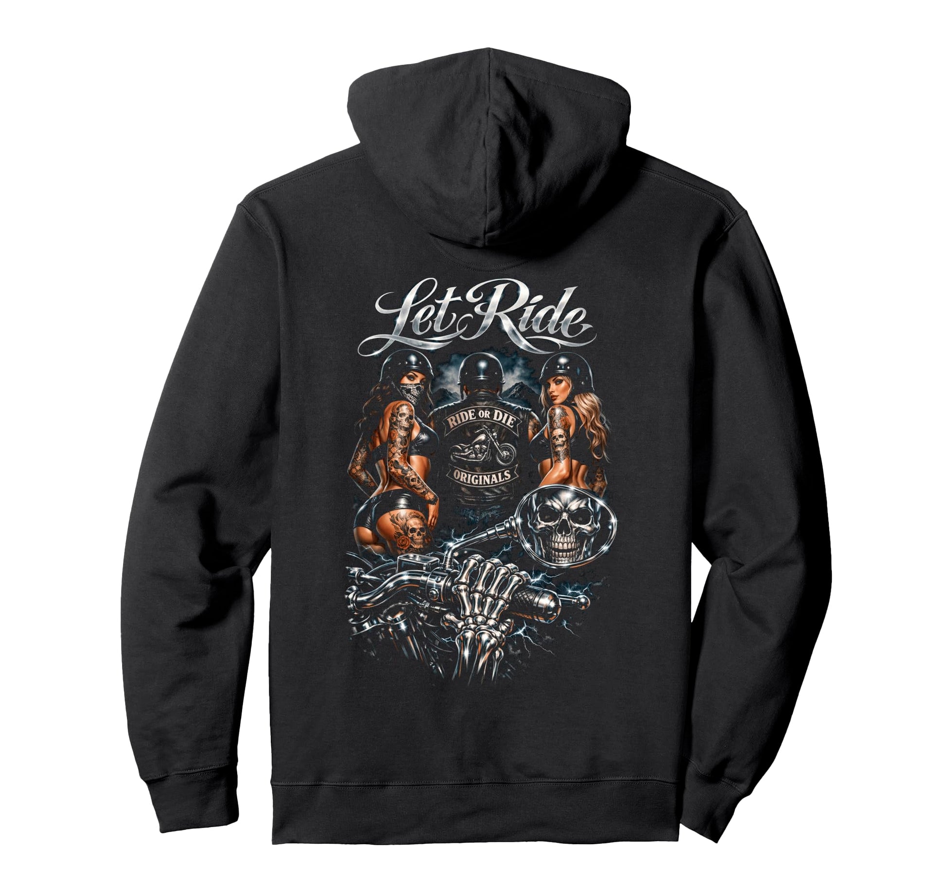 Motorcycle Biker Skull Tattoo Rider Art Hoodie - Streetwear Style Unisex - T-Shirt, Sweatshirt, Hoodie