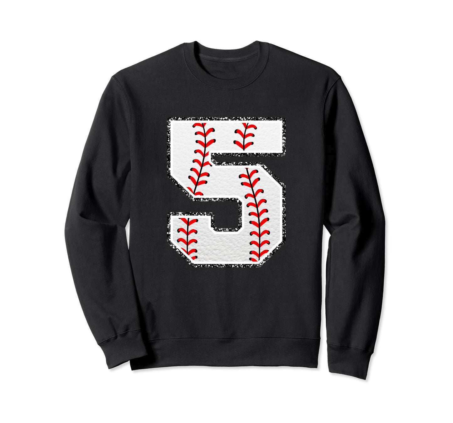 Number 5 Baseball Distressed Number Sweatshirt - Trendy Graphic Unisex - T-Shirt, Sweatshirt, Hoodie