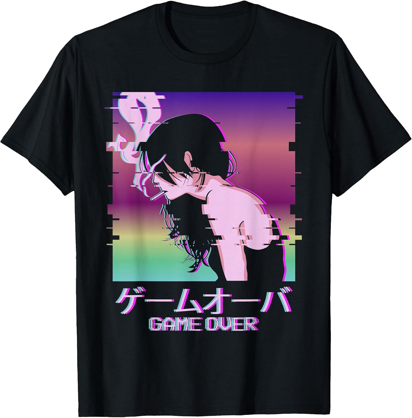 Vaporwave Anime Girl Indie Old Aesthetic Sad - Adult & Kids T-Shirts, Sweatshirts & Hoodies apparel design preview 1